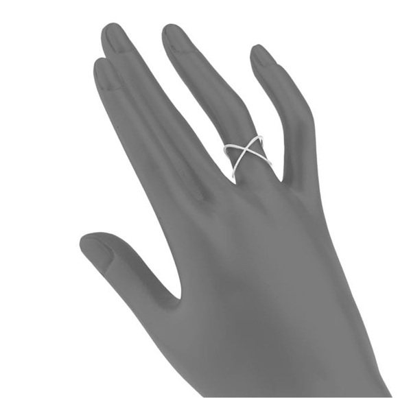 14K White Gold Ring Crossover Diamonds Sz 5.25 ✨Like New 🎁 - Picture 3 of 5